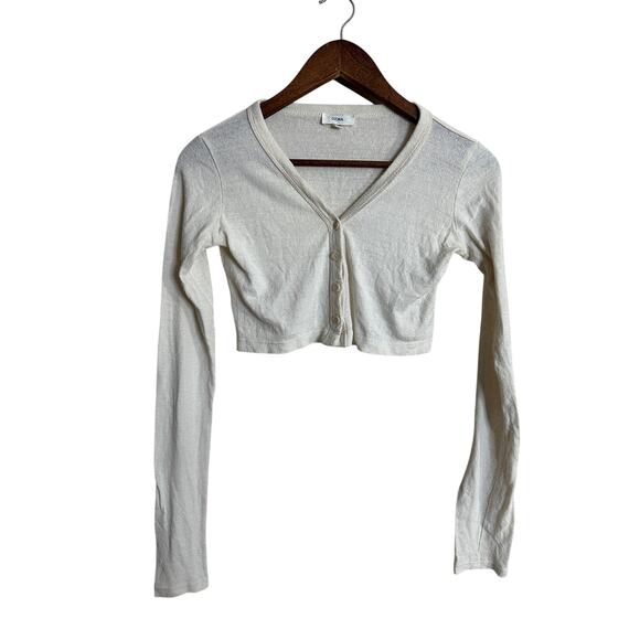 Ozma of California Rae Cardigan Raw Silk Noil Long Sleeve Cream Womans XS - Picture 1 of 7